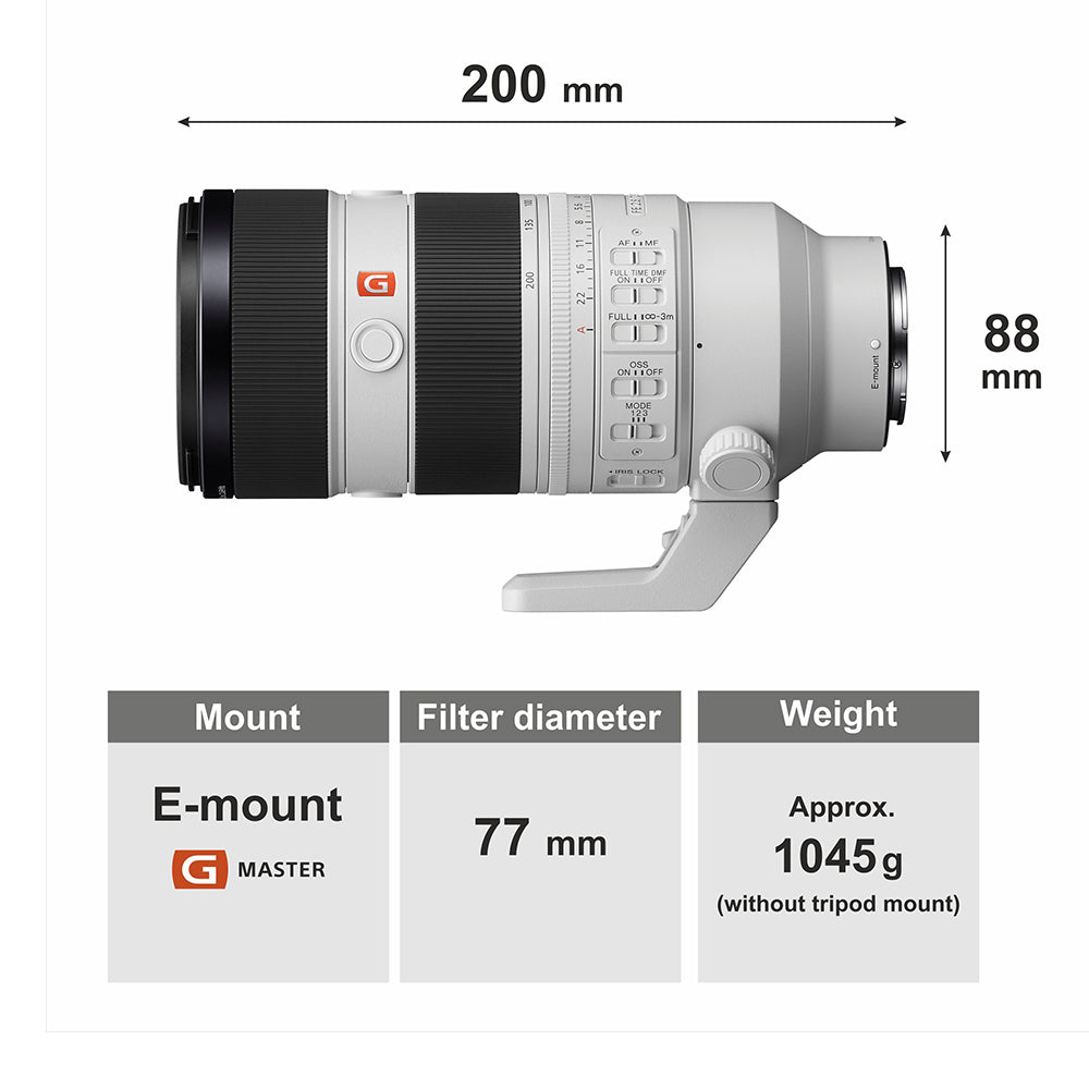 Sony FE 70–200 mm F2.8 GM OSS II (SEL70200GM2) E-Mount Full-Frame, Telephoto Zoom G Master Lens