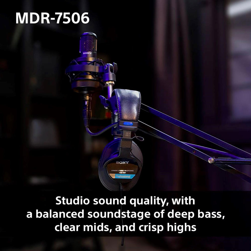 Sony MDR-7506 Professional Wired On Ear Headphones (Best Compatible with Professional Cinema Line Camera) - Black