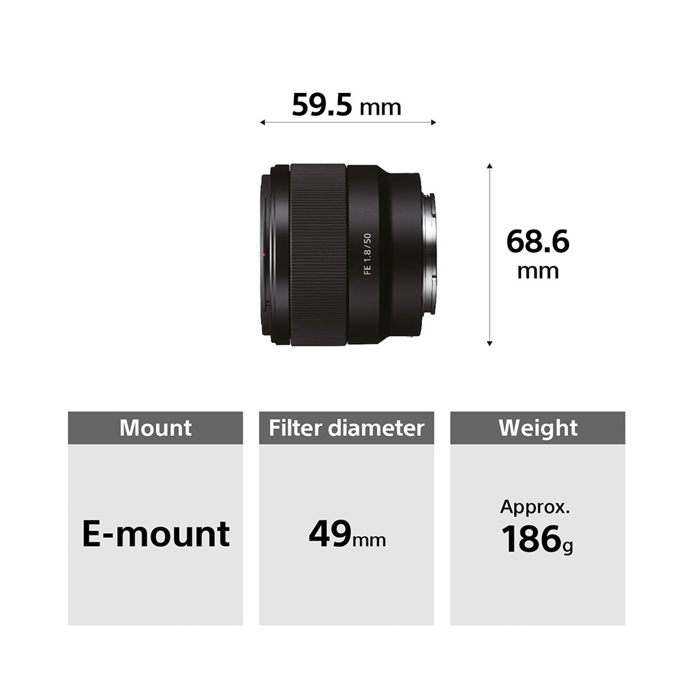 Sony FE 50mm F1.8 (SEL50F18F) E-Mount Full-frame, Large Aperture 50mm Prime Lens