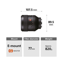 Load image into Gallery viewer, Sony FE 85mm F1.4 GM (SEL85F14GM) E-Mount Full-Frame, Mid-range Telephoto Prime Lens