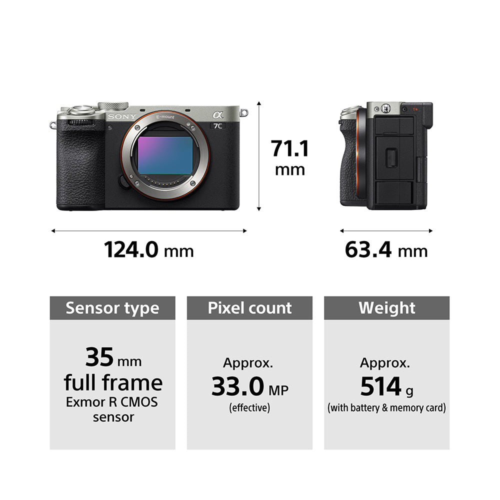Sony Alpha ILCE-7CM2 Full-Frame Interchangeable-Lens Mirrorless vlog Camera (Body Only) | Made for Creators | 33.0 MP | Artificial Intelligence based Autofocus | 4K 60p Recording - Silver