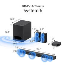 Load image into Gallery viewer, Sony Bravia Theatre System 6(HT-S60) Real 5.1ch 1000W,Dolby Atmos/DTS:X Soundbar Home Theatre with Powerful subwoofer & Wireless Rear Speakers,Voice Zoom3,BCA App, Bluetooth,HDMI eARC