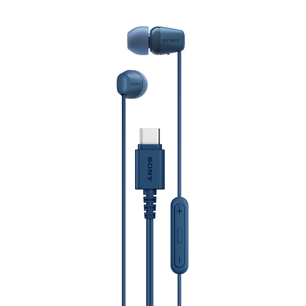 Sony IER-EX15C Wired in Ear Type C Headphones, In-Line remote for Volume & Mute Function with Mic, Tangle Free Serration Wire, Compatible with USB-C Devices, High Sound Quality