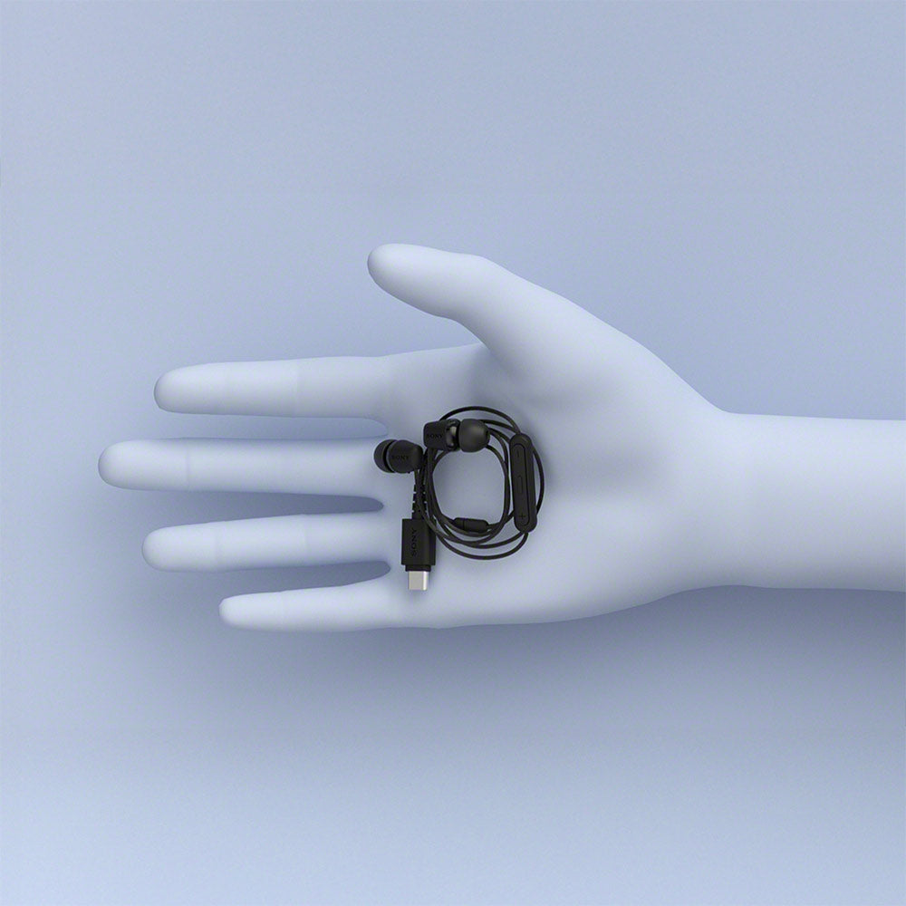 Sony IER-EX15C Wired in Ear Type C Headphones, In-Line remote for Volume & Mute Function with Mic, Tangle Free Serration Wire, Compatible with USB-C Devices, High Sound Quality