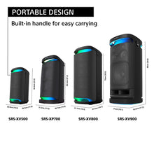 Load image into Gallery viewer, Sony SRS-XV500 Wireless Portable Bluetooth Karaoke Party Speaker| IPX4 Splash-Proof |25 Hrs Battery|Mega Bass|Built-in Power bank|Ambient Lights| Guitar &amp; MIC-New