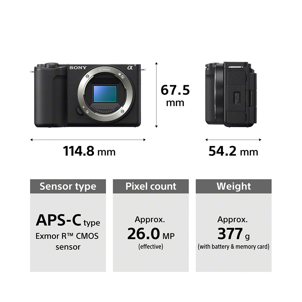 Sony Alpha ZV-E10M2K 26 MP Interchangeable Lens Mirrorless Vlog camera for creators (16-50mm Power Zoom Lens) | APS-C Sensor | 4K 60p with 10bit 4:2:2 recording - (Black)