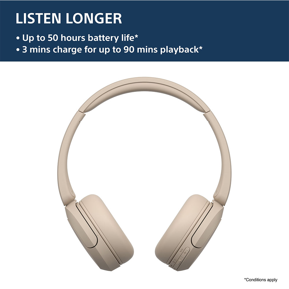 Sony WH-CH520, Wireless On-Ear Bluetooth Headphones with Mic, up to 50 Hours Playtime, DSEE Upscale, Multipoint Connectivity/Dual Pairing & Voice Assistant Support for Mobile Phones