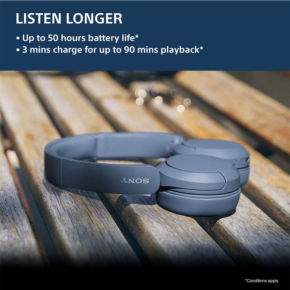 Sony WH-CH520, Wireless On-Ear Bluetooth Headphones with Mic, up to 50 Hours Playtime, DSEE Upscale, Multipoint Connectivity/Dual Pairing & Voice Assistant Support for Mobile Phones