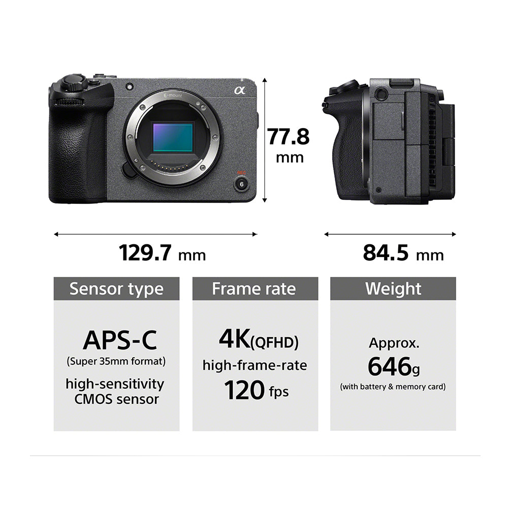 Sony Cinema Line FX30 (ILME-FX30) with XLR Handle | Super 35 | Compact camera for Filmmaking | 4K120P | S-Cinetone | Dual Base ISO