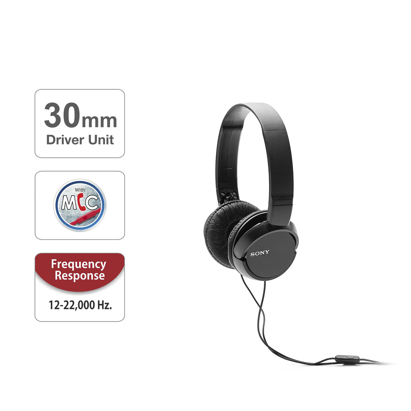 Sony MDR-ZX110AP On-Ear Stereo Headphones with Mic and Tangle Free Cable