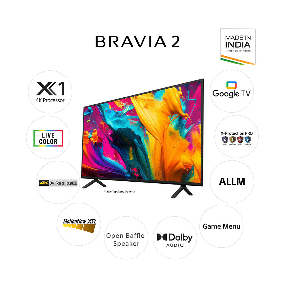 Sony BRAVIA 2 Series 108 cm (43) 4K Ultra HD Smart LED Google TV K-43S20B (Black)