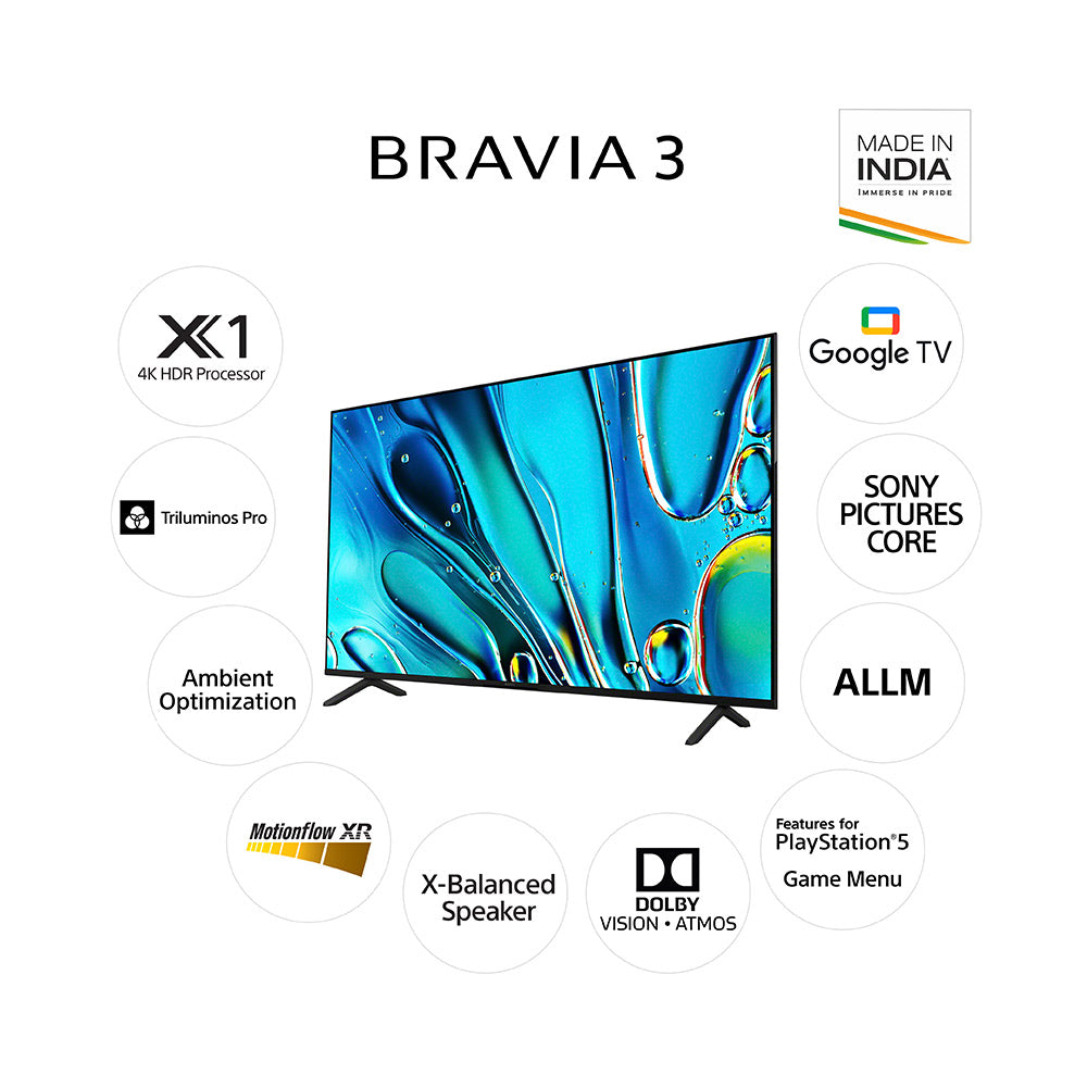 Sony 215 cm (85) BRAVIA 3 4K Ultra HD Smart LED Google TV K-85S30 (Black)