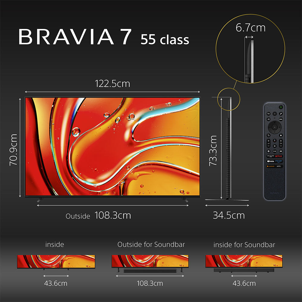 Sony BRAVIA 7 Series 139 cm (55 inches)  4K Ultra HD AI Smart Mini LED Google TV K-55XR70 (Black)