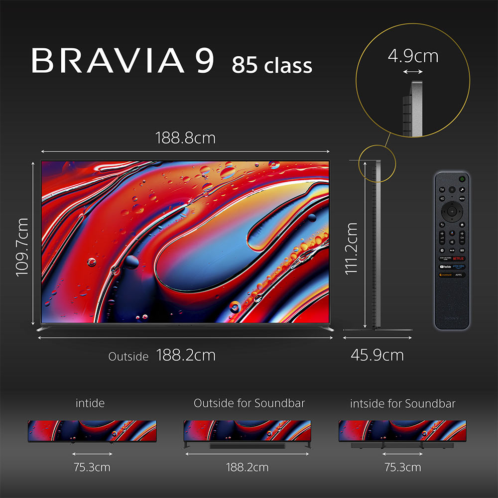 Sony 215 cm (85) BRAVIA 9 4K Ultra HD Smart Mini LED Google TV K-85XR90 (Black)