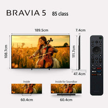 Load image into Gallery viewer, Sony 215 cm (85 inches) BRAVIA 5 4K Ultra HD AI Technology Smart Mini LED Google TV  K-85XR55A (Black)