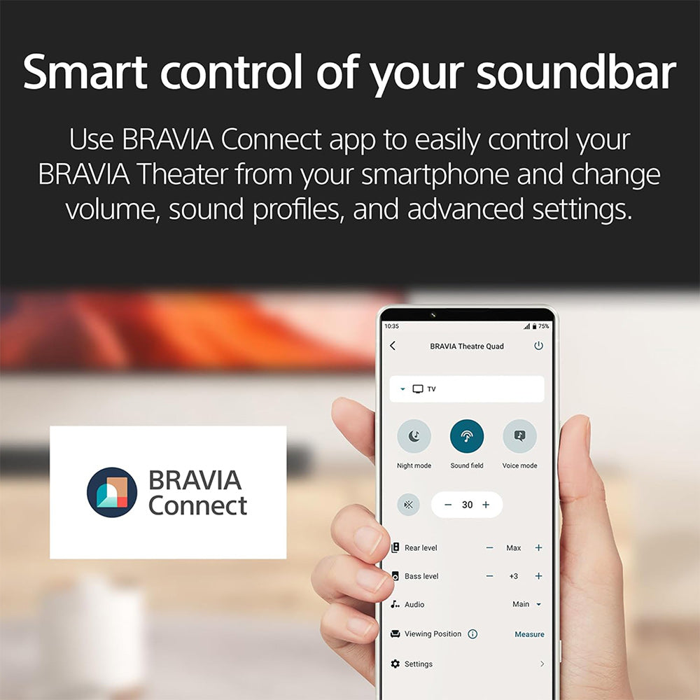 Sony BRAVIA Theatre Bar 7, Single Soundbar, 9 Speaker Units, Surround Sound by Dolby Atmos, 360 Spatial Sound Mapping, Voice Zoom 3 for Sony Smart TV, Bluetooth