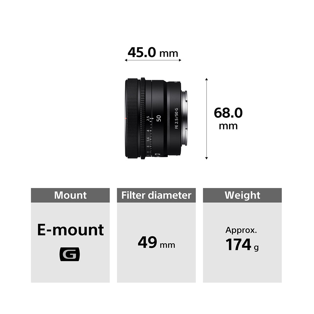 Sony FE 50mm F2.5 G (SEL50F25G) E-Mount Full-Frame, Standard Prime G Lens
