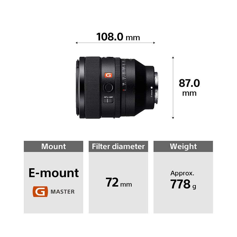 Sony FE 50mm F1.2 GM (SEL50F12GM) E-Mount Full-Frame, Standard G Master Lens
