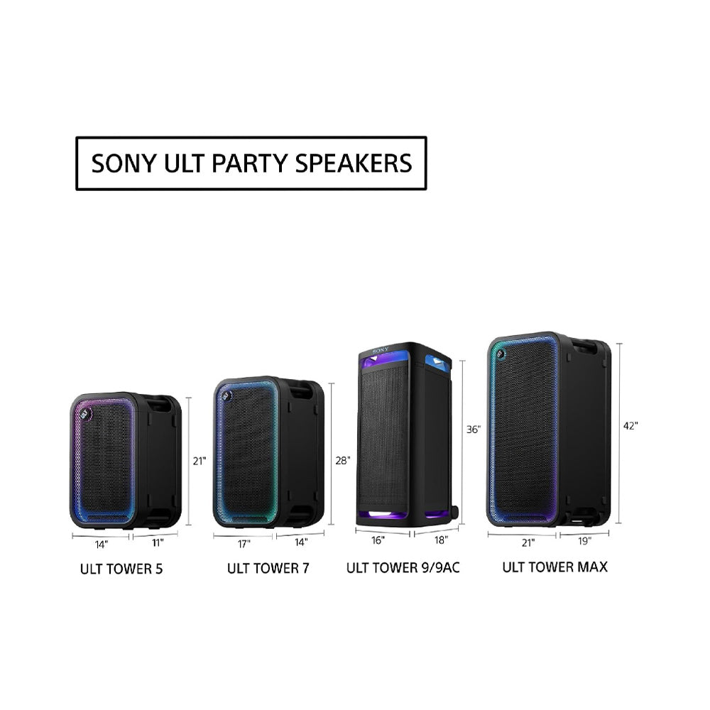 Sony New ULT TOWER 5(SRS-ULT500) Wireless Bluetooth Party Speaker,300W Powerful Sound with Massive Bass,New Party Lights,Upto 20Hrs Battery Life,Auracast,DJ & Mic Connectivity,IPX4,Built-in Handles