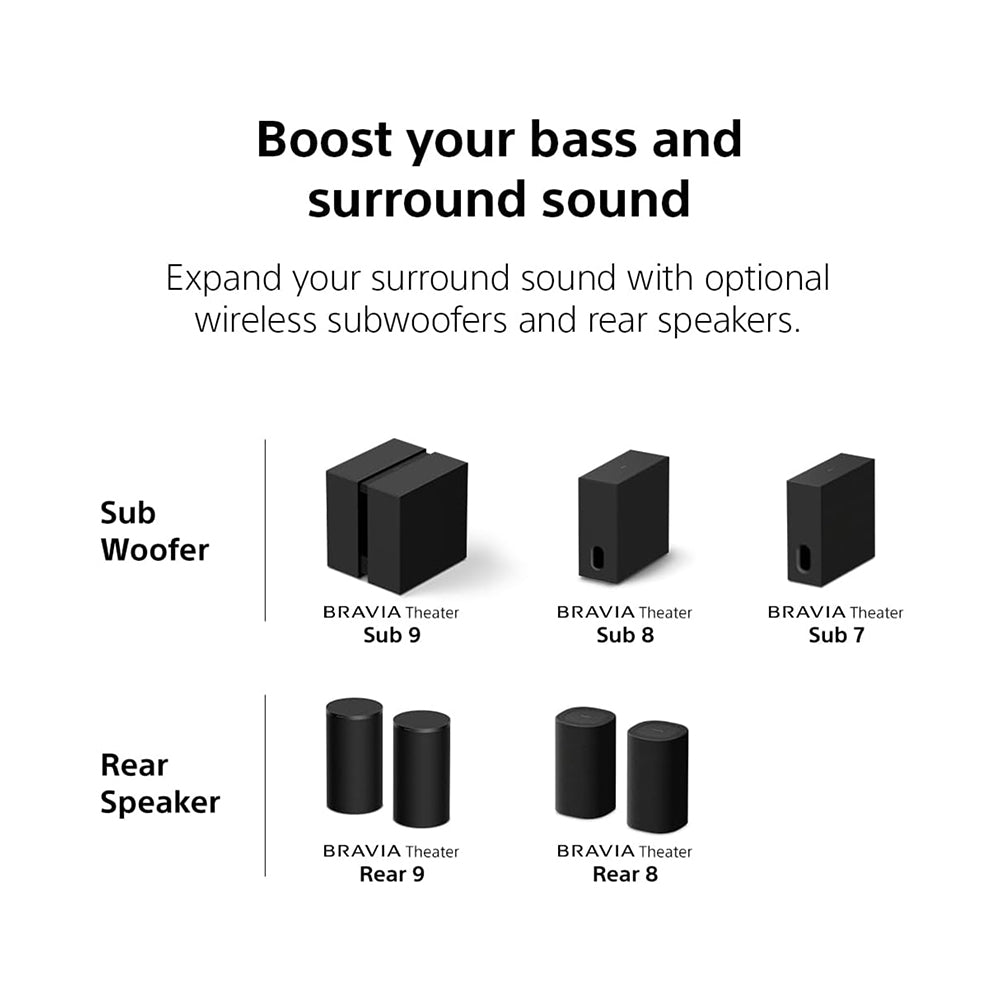 Sony BRAVIA Theatre Bar 7, Single Soundbar, 9 Speaker Units, Surround Sound by Dolby Atmos, 360 Spatial Sound Mapping, Voice Zoom 3 for Sony Smart TV, Bluetooth