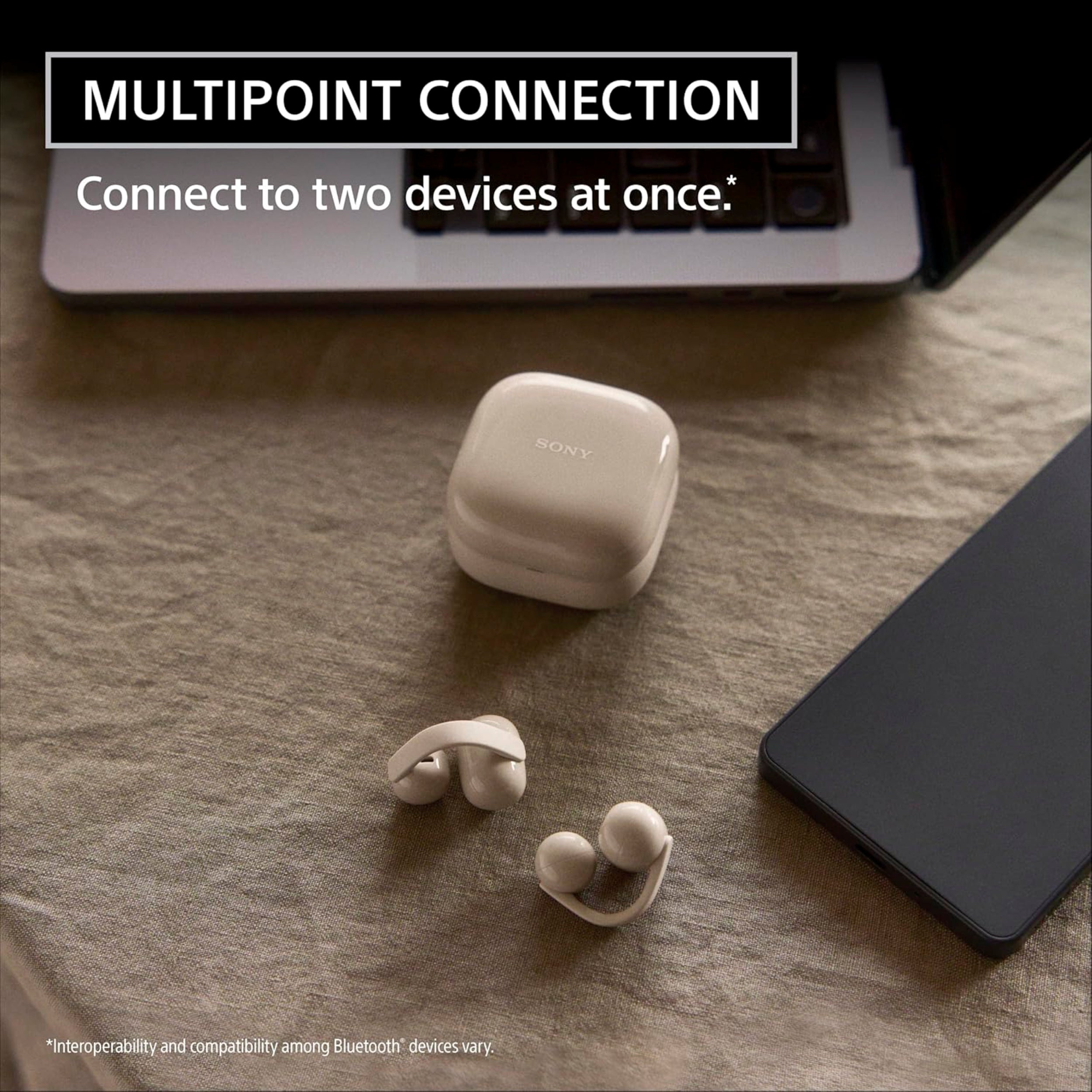 Sony LinkBuds Clip Open-Ear Truly Wireless Earbuds, Comfortable & Secure Fit, Lightweight Clip-On Design, Touch Controls, Ambient Sound Awareness, Water Resistant, Up to 37 Hrs of Playback