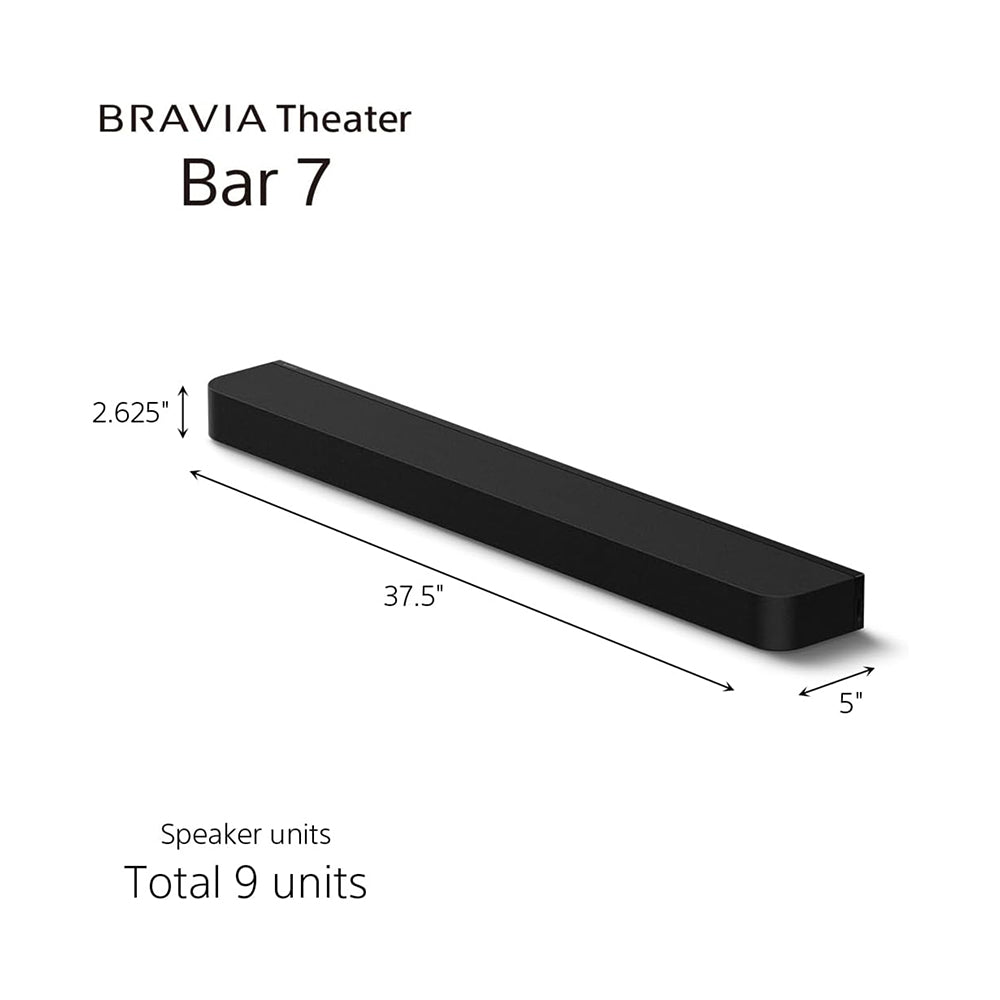 Sony BRAVIA Theatre Bar 7, Single Soundbar, 9 Speaker Units, Surround Sound by Dolby Atmos, 360 Spatial Sound Mapping, Voice Zoom 3 for Sony Smart TV, Bluetooth