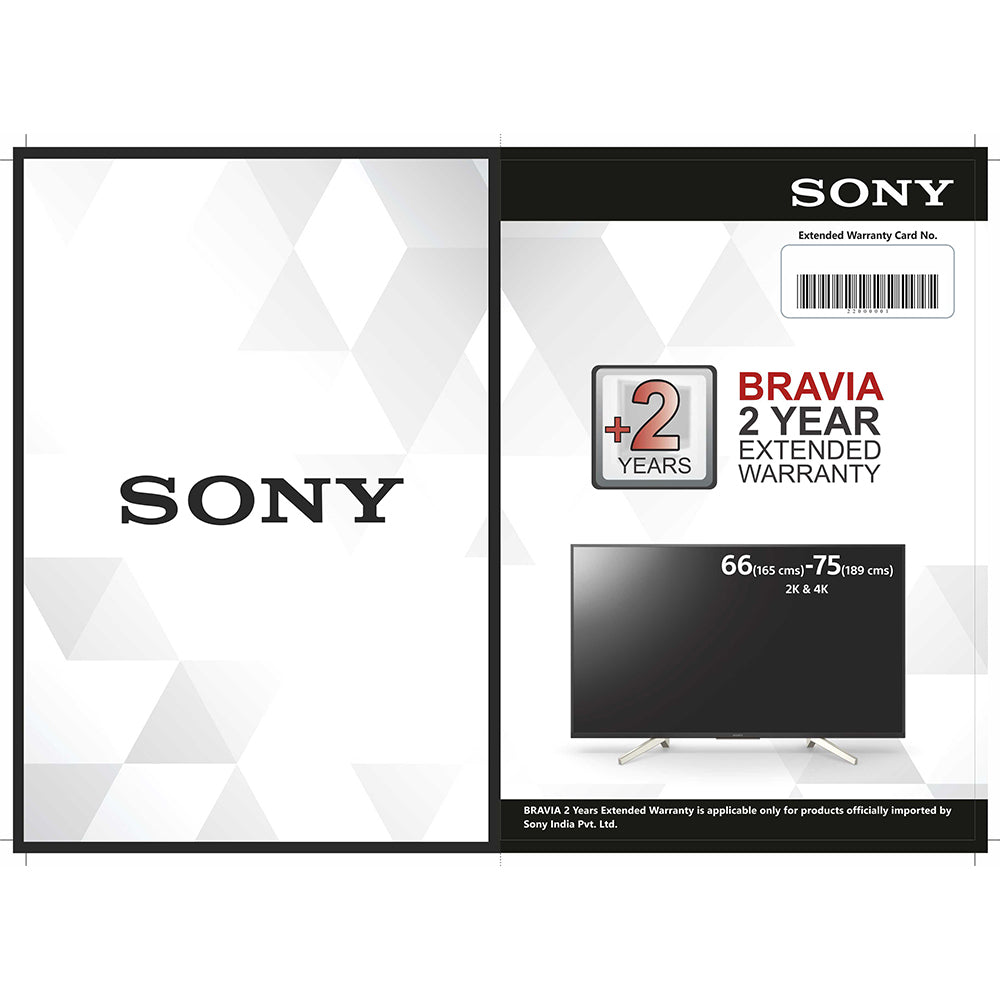 SONY BRAVIA +2 Year Extended Warranty-165cm (66) – 189cm(75) 2K & 4K