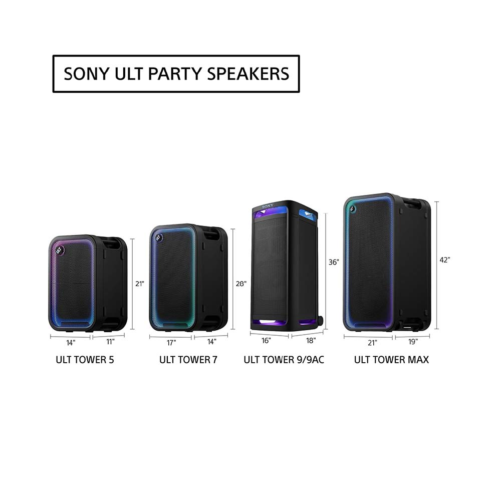 Sony New ULT TOWER 7(SRS-ULT700) Wireless Bluetooth Party Speaker,420WSound with Massive Bass,New 360°Party Sound & Lights,Upto 30Hrs Battery Life,Auracast DJ & Mic Port,IPX4,Built-in Handles & Wheels