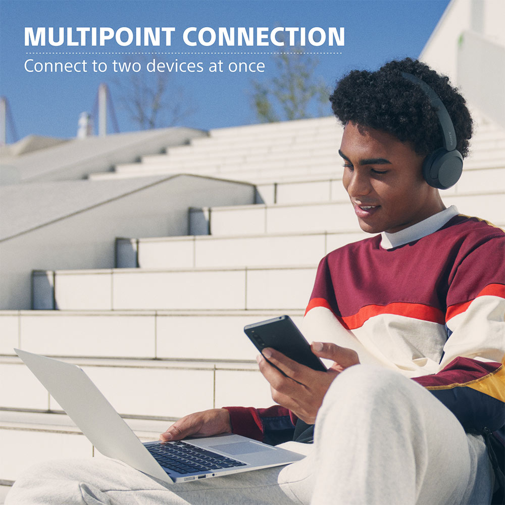 Sony WH-CH520, Wireless On-Ear Bluetooth Headphones with Mic, up to 50 Hours Playtime, DSEE Upscale, Multipoint Connectivity/Dual Pairing & Voice Assistant Support for Mobile Phones