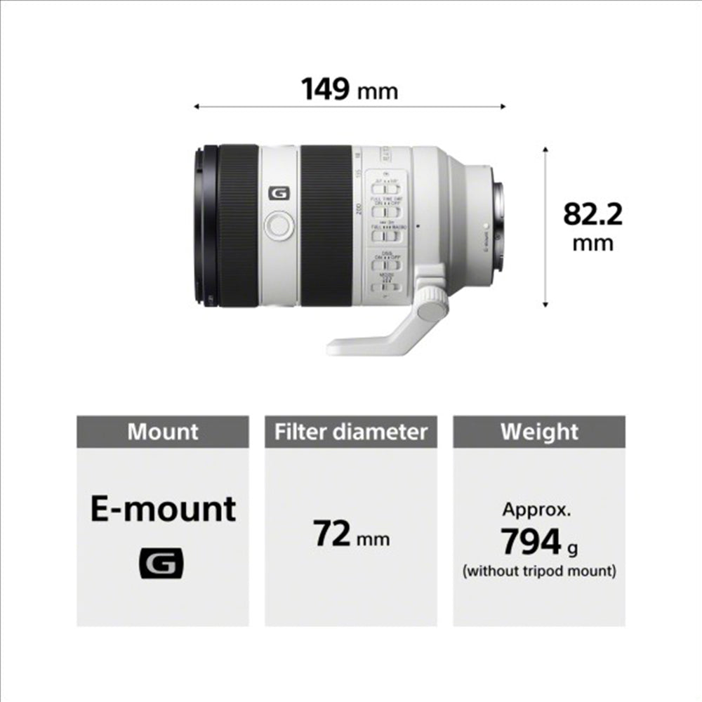 Sony E Mount FE 70–200 MM F4 MACRO G OSS Ⅱ Full Frame Lens (SEL70200G2) | Lightweight & Compact | Telephoto Lens | Half-Macro Capability