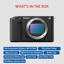 Load image into Gallery viewer, Sony Alpha ZV-E1L Full-Frame Interchangeable-Lens Mirrorless vlog Camera (With 28-60mm Zoom Lens) | Made for Creators | 12.1 MP | Artificial Intelligence based Autofocus | 4K 120p Recording - Black ( LAUNCH OFFER - Get Shooting Grip GP-VPT2BT)