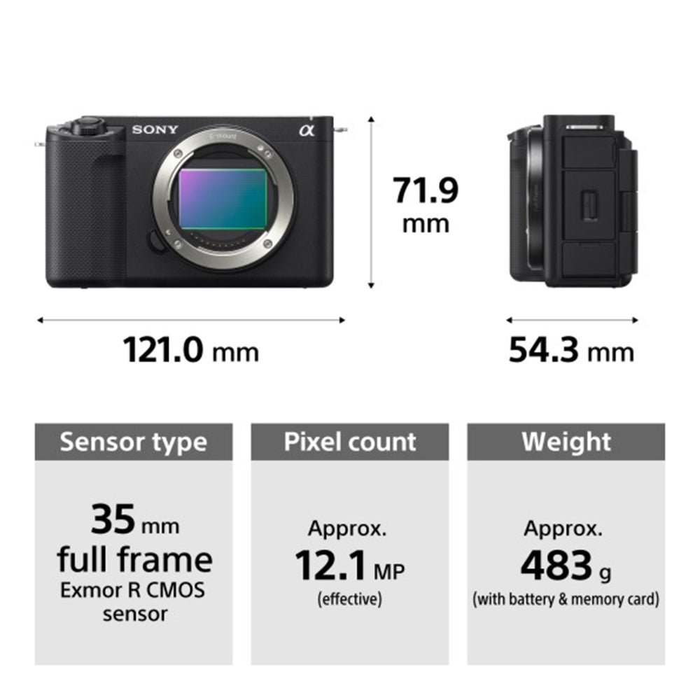 Sony Alpha ZV-E1L Full-Frame Interchangeable-Lens Mirrorless vlog Camera (With 28-60mm Zoom Lens) | Made for Creators | 12.1 MP | Artificial Intelligence based Autofocus | 4K 120p Recording - Black