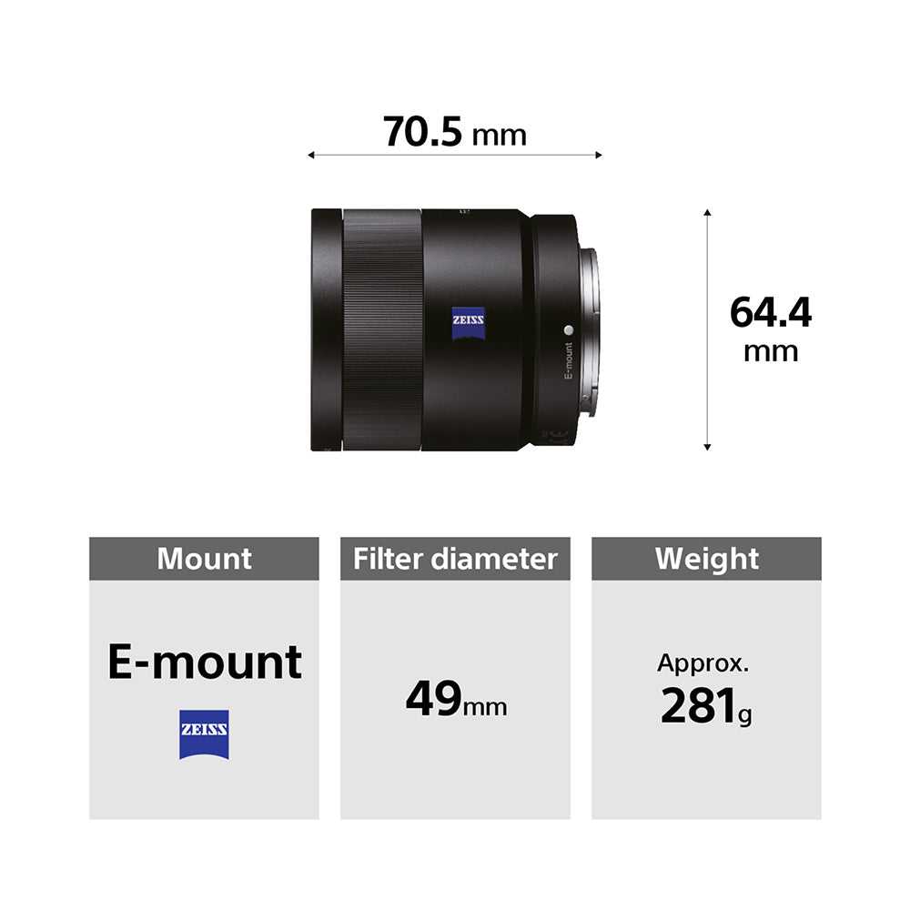 Sony Sonnar T* FE 55mm F1.8 ZA (SEL55F18Z) E-Mount Full-Frame, Standard Prime Lens