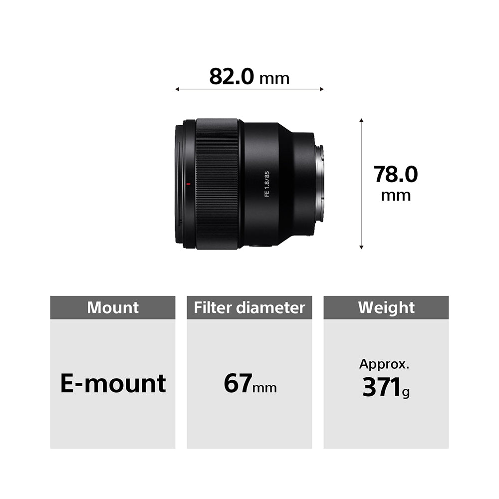 Sony FE 85mm F1.8 (SEL85F18) E-Mount Full-Frame, Mid-telephoto Prime Lens