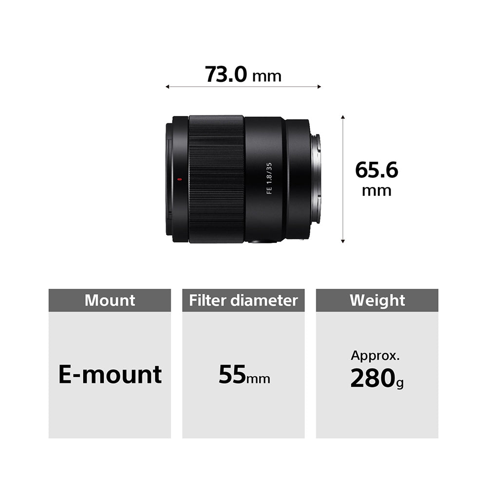 Sony FE 35mm F1.8 (SEL35F18F) E-Mount Full-Frame, Wide-angle Prime Lens