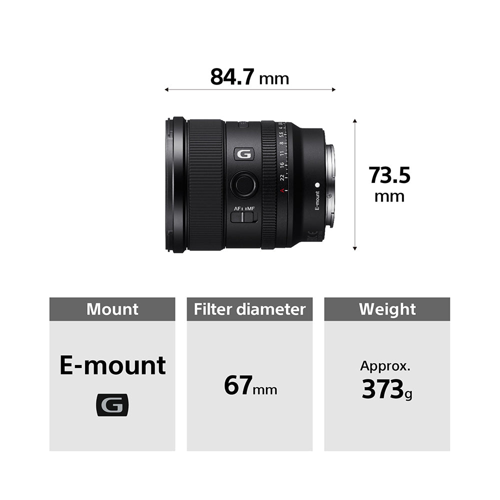 Sony FE 20mm F1.8 G (SEL20F18G) E-Mount Full-Frame, Ultra-wide-angle G Lens