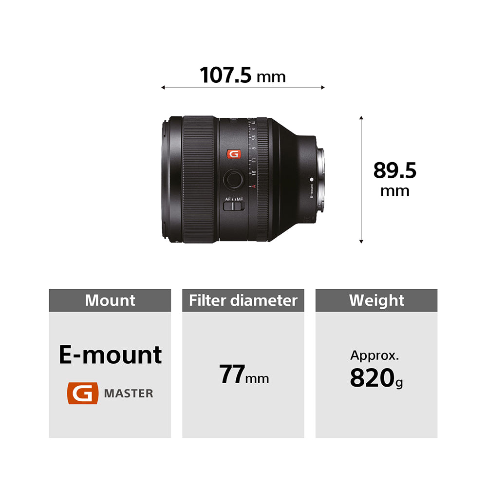 Sony FE 85mm F1.4 GM (SEL85F14GM) E-Mount Full-Frame, Mid-range Telephoto Prime Lens