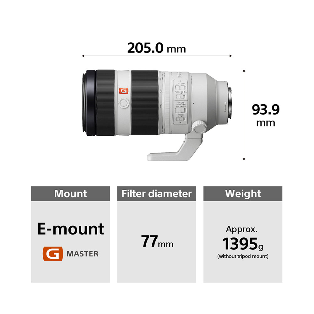 Sony Super telephoto Zoom 100-400mm G Master lens (SEL100400GM) E-Mount Full-Frame