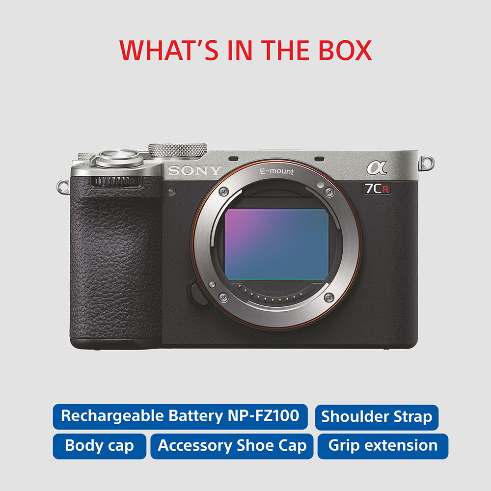 Sony Alpha ILCE-7CR Full-Frame Interchangeable-Lens Mirrorless Camera (Body Only) | Made for Creators | 61.0 MP | Artificial Intelligence based Autofocus | 4K 60p Recording - Silver