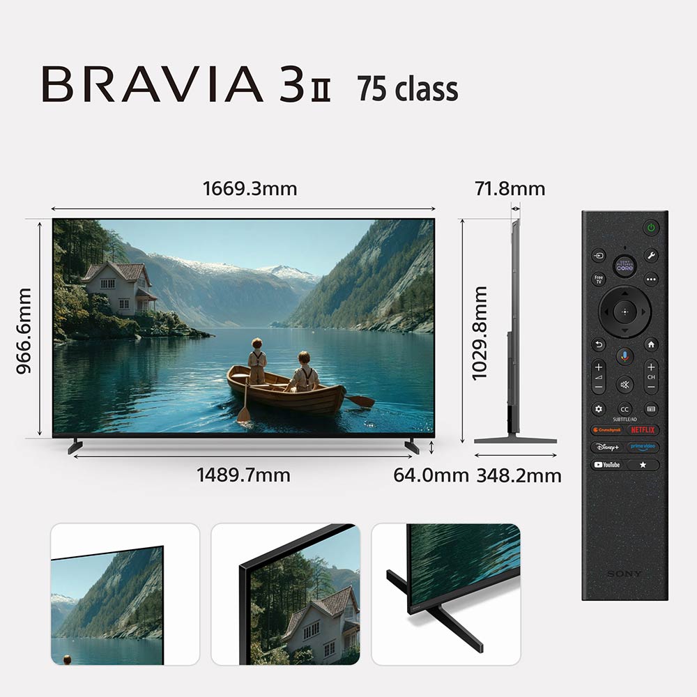 Sony 189 cm (75 inches) BRAVIA 3II AI XR Powered 4K 120HZ Ultra HD Smart LED Google TV K-75XR35M2 (Black)
