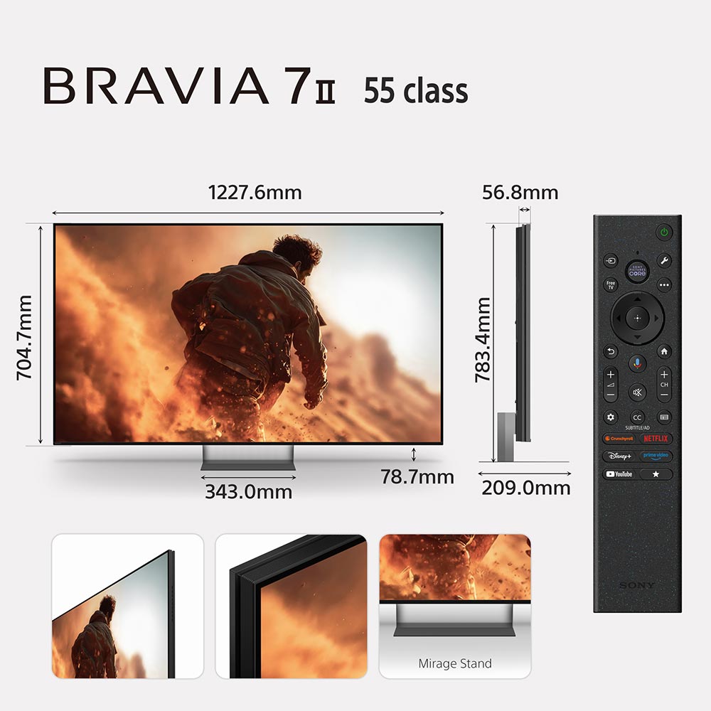 Sony BRAVIA 7II True RGB Series 139 cm (55 Inch) TV, AI XR Powered 4K Ultra HD (3840 x 2160) 120HZ Smart RGB LED Google TV, K-55XR70M2 (Black)