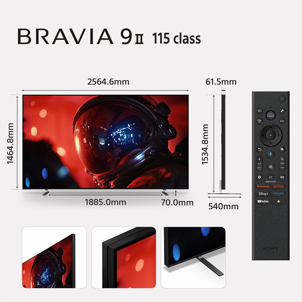 Sony BRAVIA 9II True RGB TV Series 292 cm (115 Inch) , AI XR Powered 4K Ultra HD (3840 x 2160) 120HZ Smart RGB LED Google TV, K-115XR90M2 (Black)