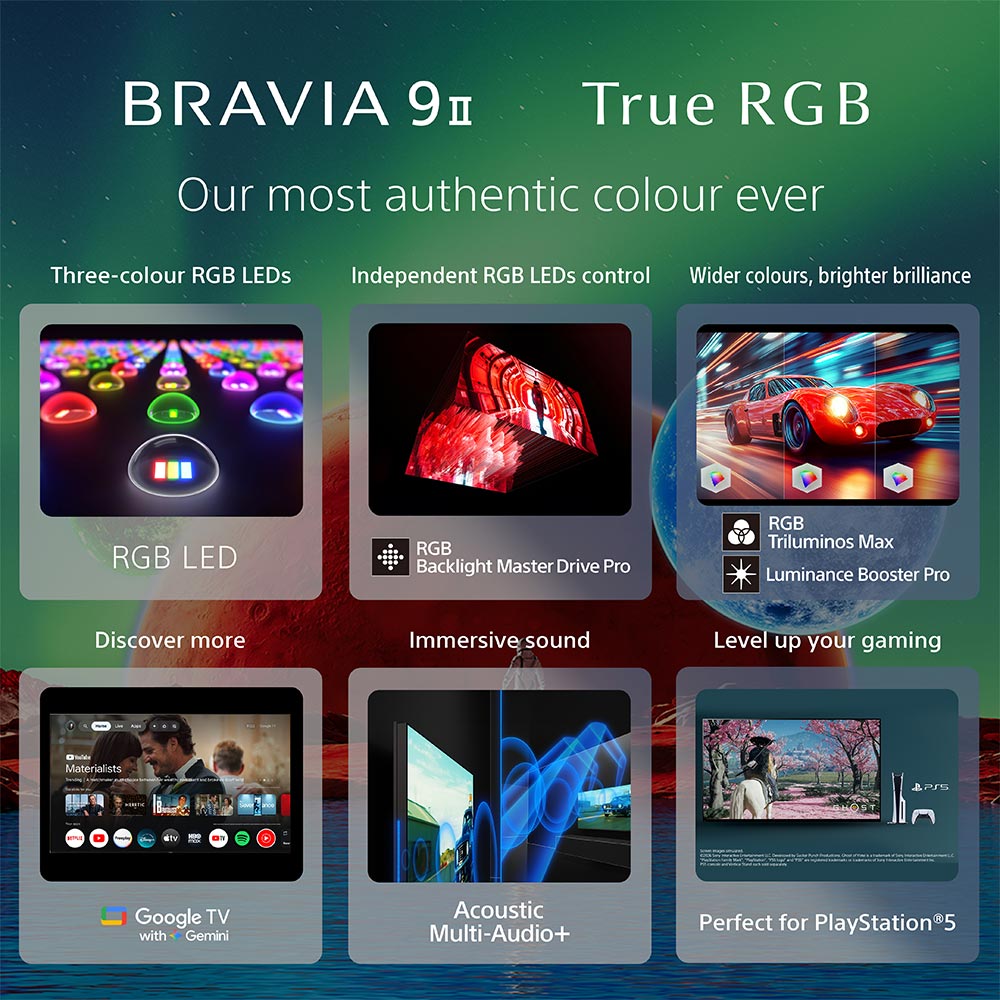 Sony BRAVIA 9II True RGB TV Series 292 cm (115 Inch) , AI XR Powered 4K Ultra HD (3840 x 2160) 120HZ Smart RGB LED Google TV, K-115XR90M2 (Black)