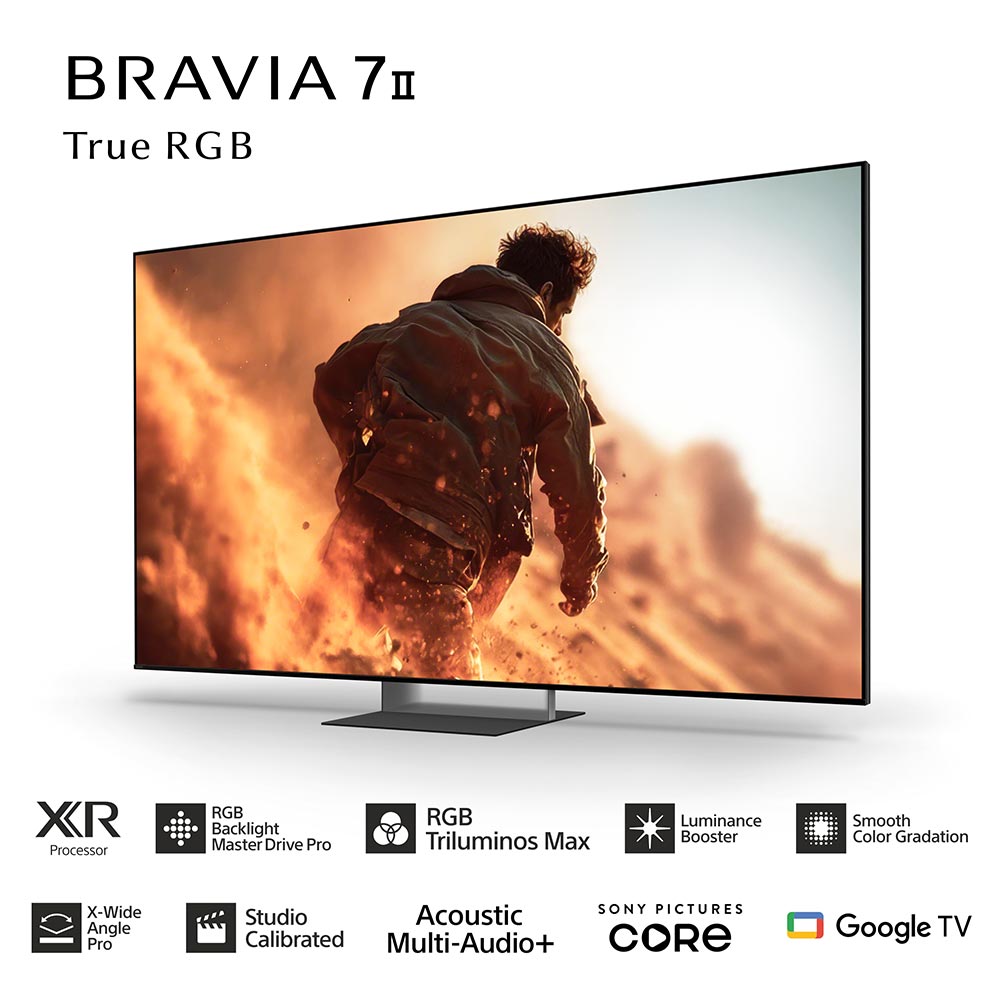 Sony BRAVIA 7II True RGB Series 165 cm (65 Inch) TV, AI XR Powered 4K Ultra HD (3840 x 2160) 120HZ Smart RGB LED Google TV, K-65XR70M2 (Black)