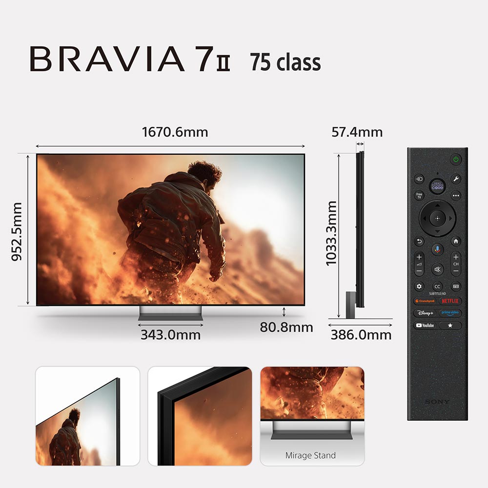 Sony BRAVIA 7II True RGB Series 189 cm (75 Inch) TV, AI XR Powered 4K Ultra HD (3840 x 2160) 120HZ Smart RGB LED Google TV, K-75XR70M2 (Black)