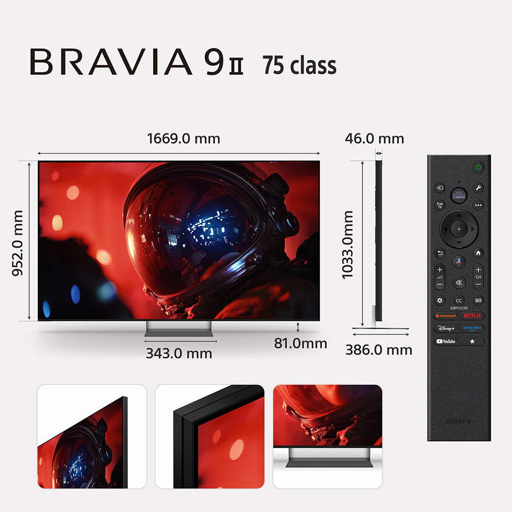 Sony BRAVIA 9II True RGB TV Series 189 cm (75 Inch) , AI XR Powered 4K Ultra HD (3840 x 2160) 120HZ Smart RGB LED Google TV, K-75XR90M2 (Black)