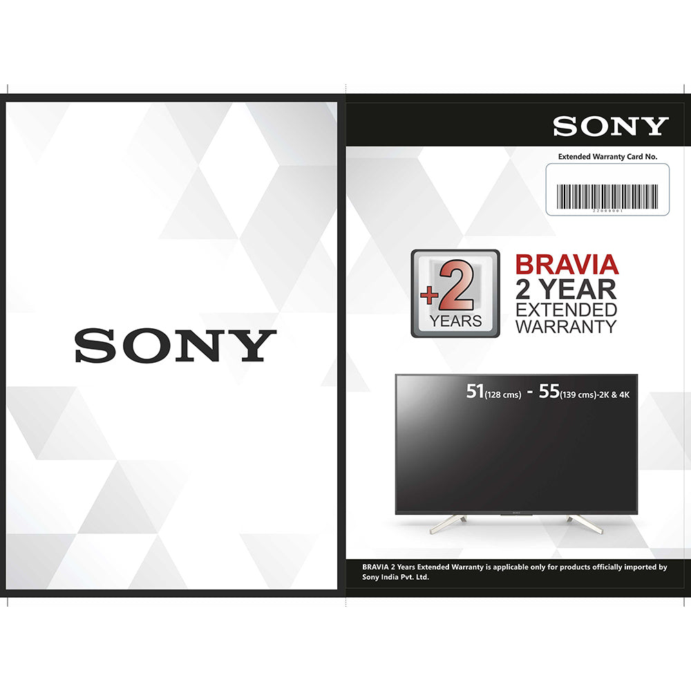 SONY BRAVIA +2 Year Extended Warranty-128cm (51) – 139cm(55) 2K & 4K