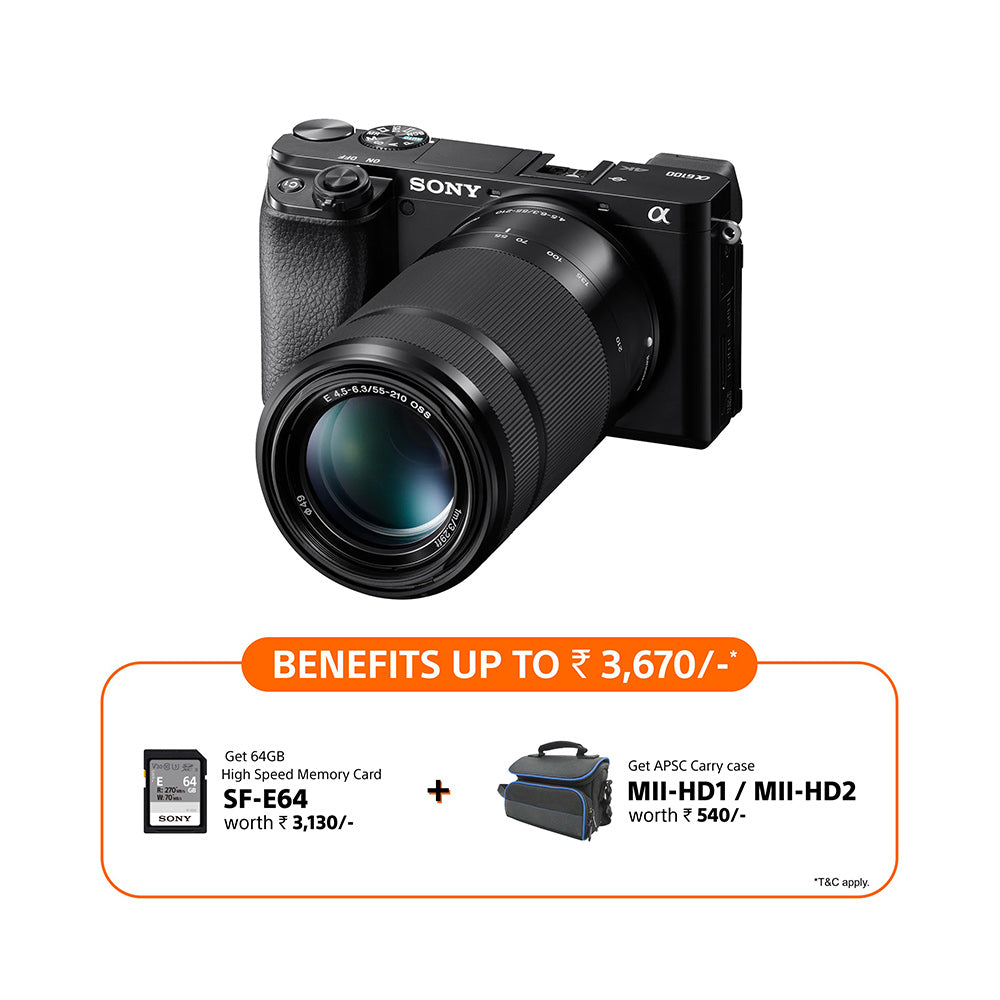 Sony Alpha 6100 APS-C Camera with fast AF (ILCE-6100Y) | 24.2 MP Mirrorless Camera, 11 FPS, 4K/30p, with a 16-50mm and 55-210mm  Zoom lenses