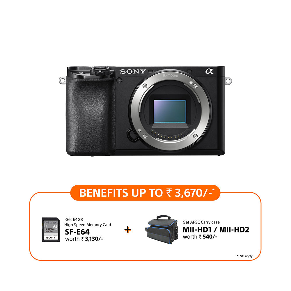 Sony Alpha 6100 APS-C Camera with fast AF (ILCE-6100) | 24.2 MP Mirrorless Camera, 11 FPS, 4K/30p