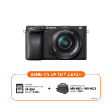 Load image into Gallery viewer, Sony Alpha 6400 E-mount camera with APS-C sensor (ILCE-6400L) | 24.2 MP Mirrorless Camera, 11 FPS, 4K/30p, with a 16-50mm Power Zoom lens.